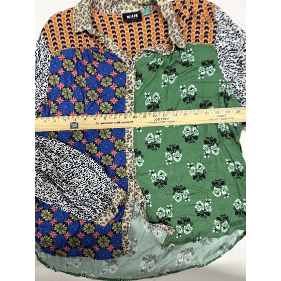 Anthropologie Maeve Fern Shirt Size 1X Mixed Print Colored Button Down Floral - Picture 5 of 5